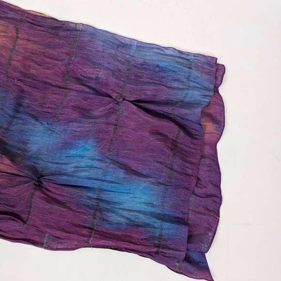 Tie Dyed Rectangular Scarf Mesh Transparent Natural Fibres Sheer - Picture 14 of 16